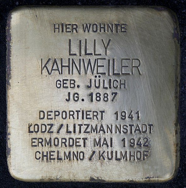 File:Stolpersteine Köln, Lilly Kahnweiler (Neusser Wall 46).jpg