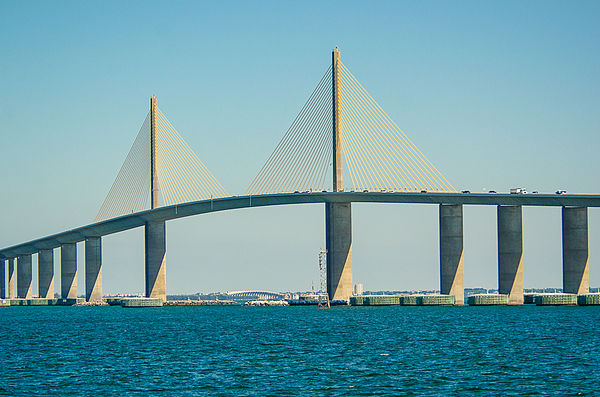 The Sunshine Skyway Bridge, carrying I-275/US 19 across Tampa Bay