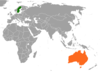 Location map for Australia and Sweden.