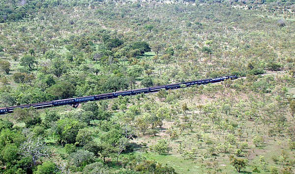 The Tazara locomotive passing through the Selous Game Reserve