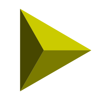 A tetrahedron with outward facing right-angle corner