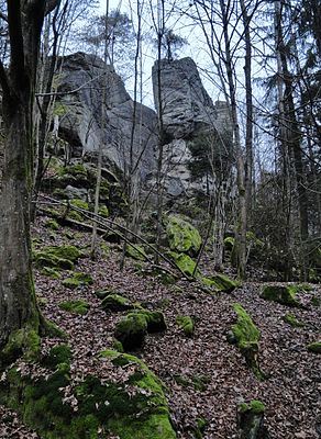 Devil's Rock from the path in the valley