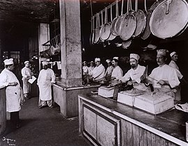 Cozinha de um restaurante americano em 1902