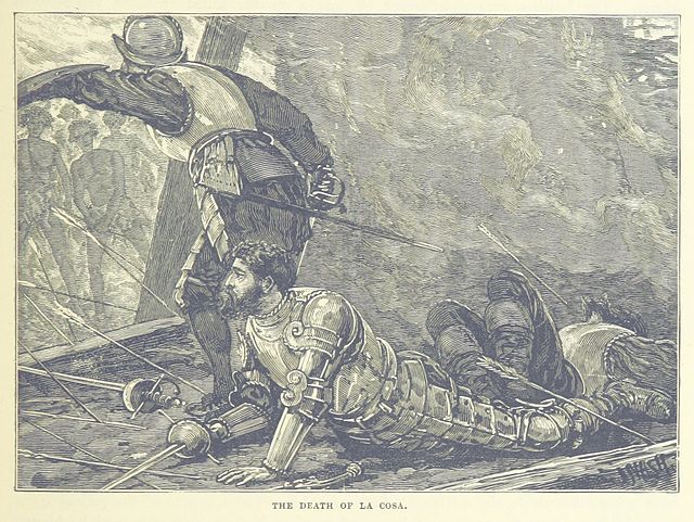 An 1887 illustration of de la Cosa's death