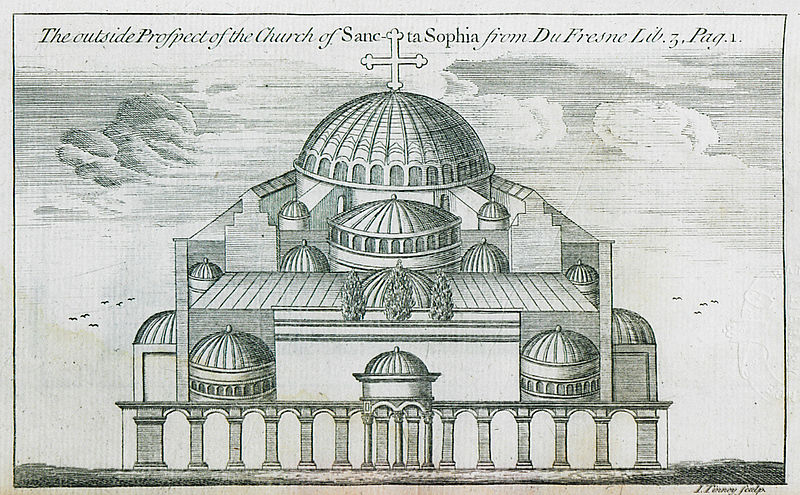File:The whole view of the Church of Sancta Sophia from Dufresne Lib 7, pag 5 - Gilles Pierre - 1729.jpg