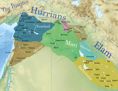 En vísperas de las conquistas de Shamshi-Adad I. Reinos sirios y mesopotámicos, incluido el territorio de Assur independiente bajo Erishum II.  Alrededor de 1810 aC  mi.