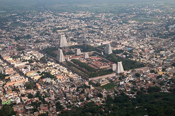 Densely populated city and temple