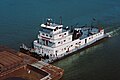 Towboat V.W. Meythaler downbound with a coal tow at Clark Bridge Louisville Kentucky USA Ohio River mile 604 1987 file 87j145.jpg