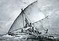 Image 15An Austronesian outrigger canoe; Malagasy vahoaka "people" is from Proto-Malayo-Polynesian *va-waka "people of the canoe". The Vahoaka Ntaolo, the first Austronesian ancestors of the Malagasy, probably used similar canoes to reach the great island from the Sunda Islands (from History of Madagascar)