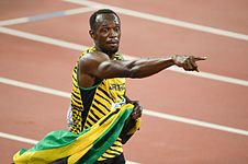 Usain Bolt, dubbel guldmedaljör på herrarnas 100 och 200 meter.