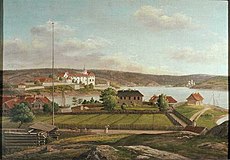 Utsikt fra Helverschous løkke mot Akershus festning fra 1840