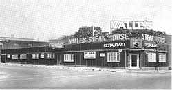 After operating a small cafe, Donald Valle purchased a larger restaurant in Portland, Maine, and named it "Valle's Steak House" Valle's Steak House Portland, ME.jpg