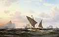 Xebecs y otros barcos de transporte en el atardecer de Gibraltar (1876)