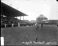 Chicago Federals playing at Weeghman Park in April 1914 Weeghman Park left field April 1914.jpg
