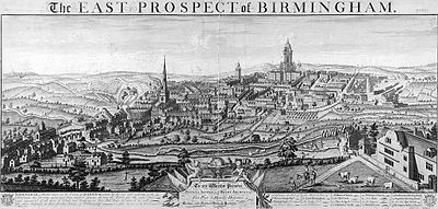 Birmingham in 1732, on the verge of the Industrial Revolution Westley---East-Prospect-of-Birmingham-1732.jpg