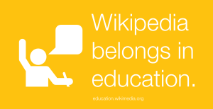 Wikipedia belongs in education sticker, yellow.svg