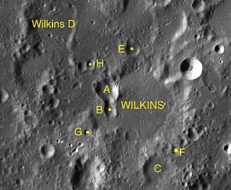 Wilkins and its satellite craters Wilkins sattelite craters map.jpg