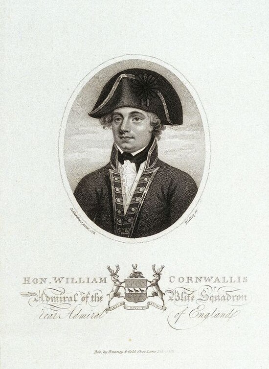 Admiral William Cornwallis after a Portrait by Daniel Gardner, Published in the Naval Chronicle