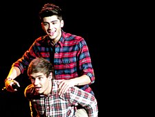 Zayn Malik and Liam Payne on stage in Toronto Zayn Malik & Liam Payne of One Direction.JPG