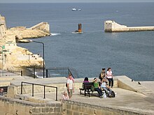 The remains of St. Elmo Bridge in Valletta, destroyed in the attack of 26 July 1941 Slima.jpg