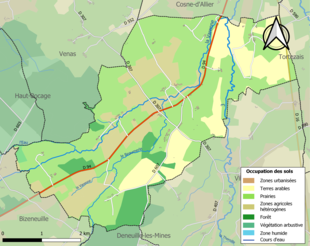 Kolorowa mapa przedstawiająca użytkowanie gruntów.