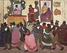 Painting of a crowd participating in a candombe 12 candombe.jpg