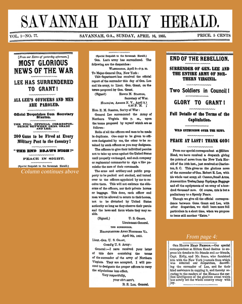 File:18650416 Lee Has Surrendered to Grant - Savannah Daily Herald.png