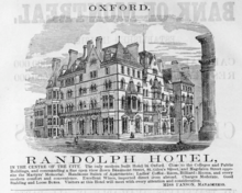 Advertisement for the Randolph Hotel in the Harper's Hand-book for Travellers in Europe and the East (1885). 1885 Randolph Hotel Oxford ad Harpers Handbook for Travellers in Europe.png