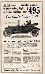 1914 Partin-Palmer Model 20 advertisement in Horseless Age Magazine