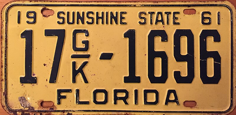 File:1961 Florida License Plate.JPG