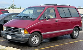 1991 Ford Aerostar XL in Electric Currant Red, Front Left, 09-13-2022.jpg