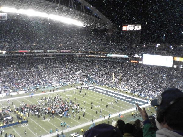 Celebrations following the Seahawks' qualification to the Super Bowl after defeating the Panthers in the NFC Championship