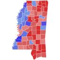 2011 Mississippi gubernatorial election results map by county.svg