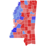 2011 Mississippi gubernatorial election results map by county.svg