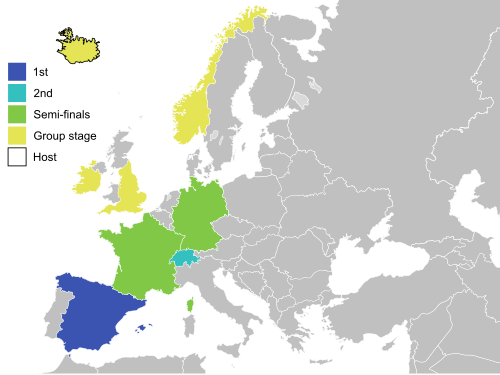 2015 UEFA Women's Under-17 Championship teams and final tournament performance 2015 UEFA Women's Under-17 Championship map.svg