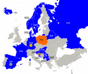 Pays participants à l'euro 2016.