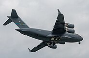 A C-17 Globemaster, tail 06-6167, on final approach at Kadena Air Base in Okinawa, Japan. It is assigned to the 436th and 512th Airlift Wing out of Dover AFB in Delaware, United States.