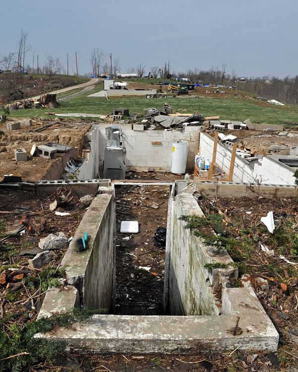 Remains of a house that was completely swept away by the Crittenden tornado.