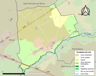 Kolorowa mapa przedstawiająca użytkowanie gruntów.