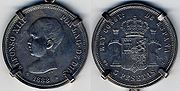 Miniatura para 5 pesetas (1888)