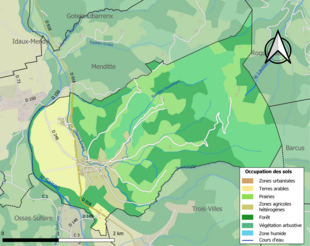 Barevná mapa znázorňující využití půdy.