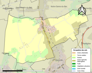 Kolorowa mapa przedstawiająca użytkowanie gruntów.