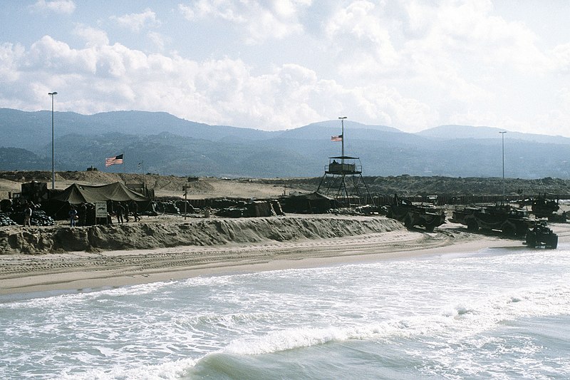 File:A view of the Marine Beachmaster Unit 2 headquarters located at Green Beach during a multinational peacekeeping operation - DPLA - 97361c64ca78105fe06ff5e1a6e0cf91.jpeg