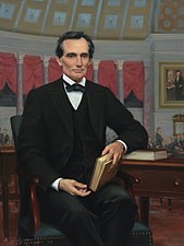 Portrait depicting President Abraham Lincoln as young Whig congressman painted by Ned Bittinger Abraham Lincoln in the United States Congress by.jpg