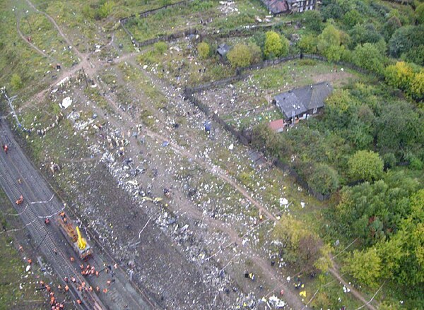 Aerial view of the crash site of Flight 821