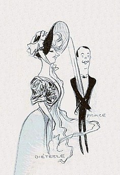 Amélie Diéterle et Charles Prince par l'illustrateur Luc, vers 1905.