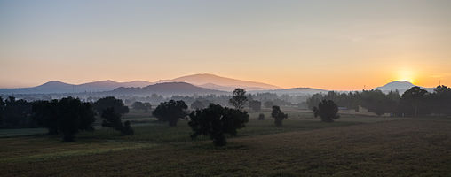 Sunrise landscape near the village of Huitzila, Morelos, Mexico