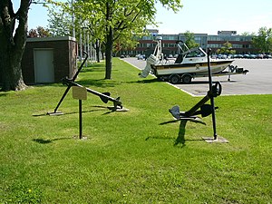 Anchors of HMS Fury at the Royal Military College Saint-Jean at Fort Saint-Jean, Quebec, Canada Ancres Fury. Anchors of HMS Fury (1814)..jpg