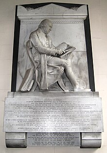 Memorial to Isaac Hawkins Browne and his second wife, Elizabeth, by Francis Leggatt Chantrey, in St. Giles' church, Badger. Badger church - Isaac Hawkins Browne 01.jpg