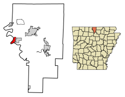 Location of Cotter in Baxter County, Arkansas.